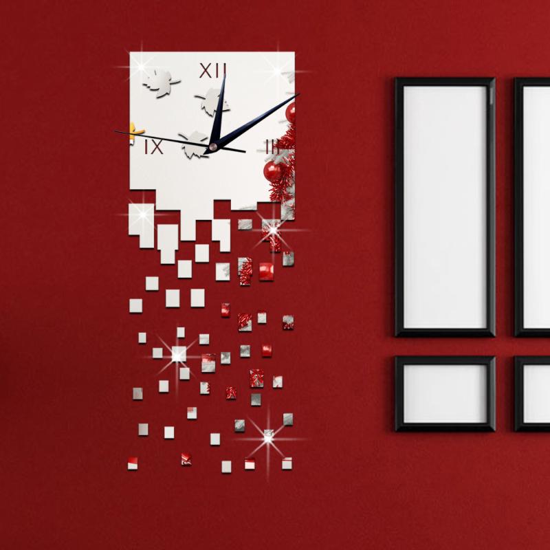 

Runlife 3D Indoor Environmental Protection Creative Wall Clock Loss Time Mirror Technology WC1166