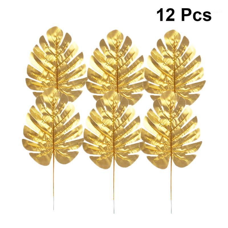 

12pcs Turtle Leaves Vivid Tropical Leaves Golden Plants Party Decor for Home1