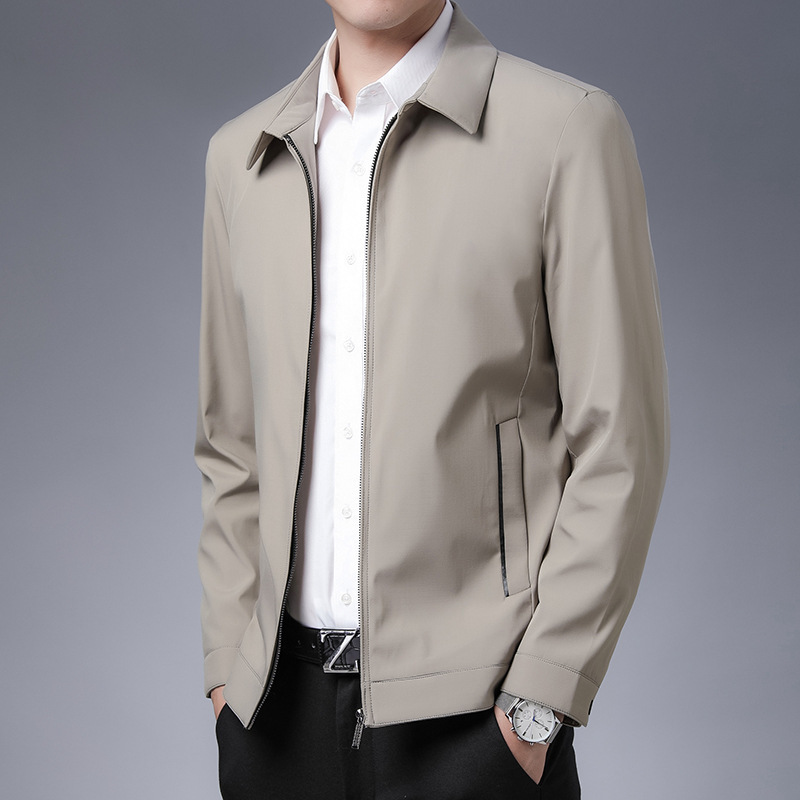 

2021 Men Male Middle-aged Wear Fold-down Collar Non-iron Spring and Autumn Thin Jacket Casual Business Cl L5nc, Red
