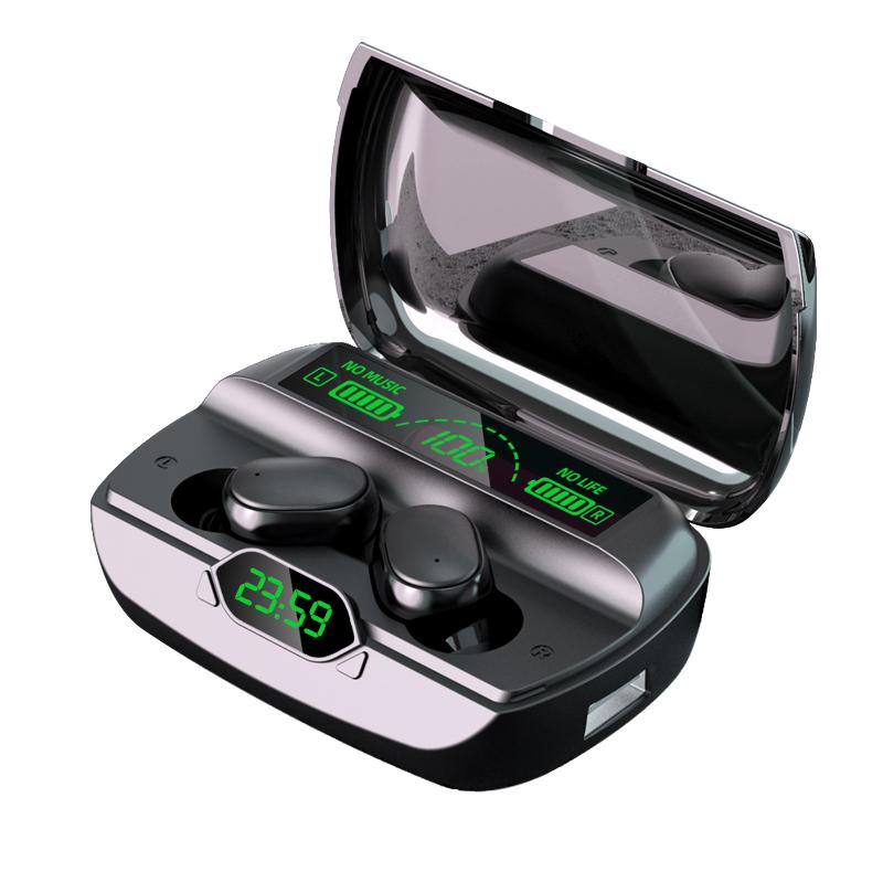 

G6 Earphones Bluetooth Wireless Headphones BT 5.1 TWS Earbuds Stereo Earpiece Handsfree Microphone LED Display with Power Bank, Black
