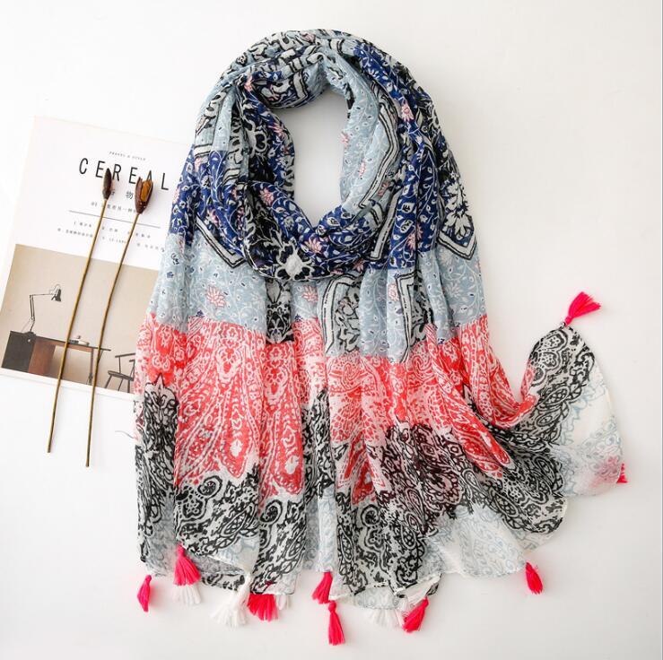 

Free shipping Floral Cotton Viscose Print Scarf Muslim Hijab Muffler Head Wrap flower Quality Scarves Wholesale Retail Hot