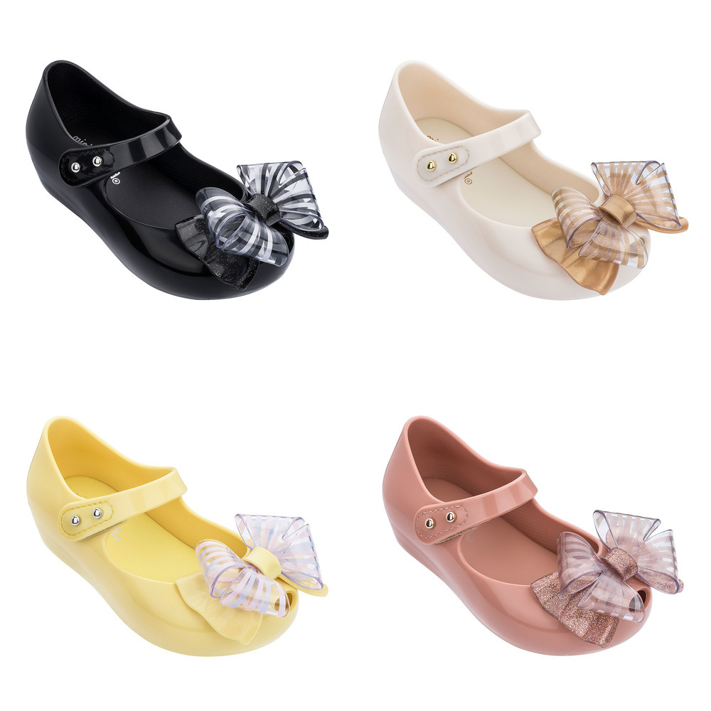 

Mini Melissa Summer Sweet Bow Girl Jelly Shoes Sandals 2020 Baby Shoes Mini Melissa Sandals for Kids Non-slip Sandalias J1211, Black;red