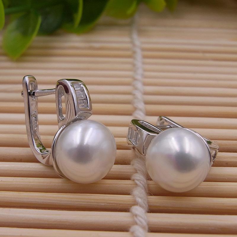 

1lot=20pairs hand polished 925 pure silver earring with natural freshwater pearls women's hoop earrings Wholesale promotion