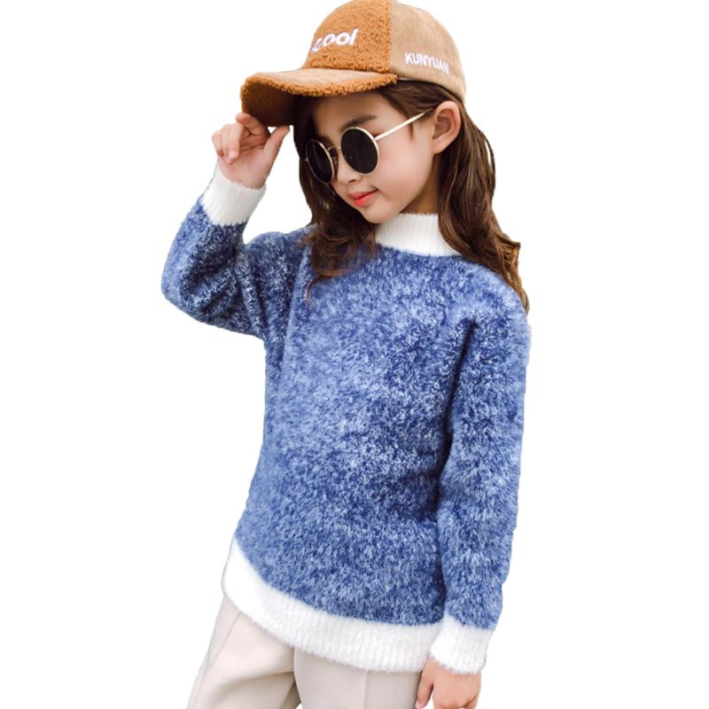 

Girls Sweaters Patchwork Girl Sweaters Casual Style Children's Sweatshirt Autumn Winter Girl Clothes 6 8 10 12 14, As picture