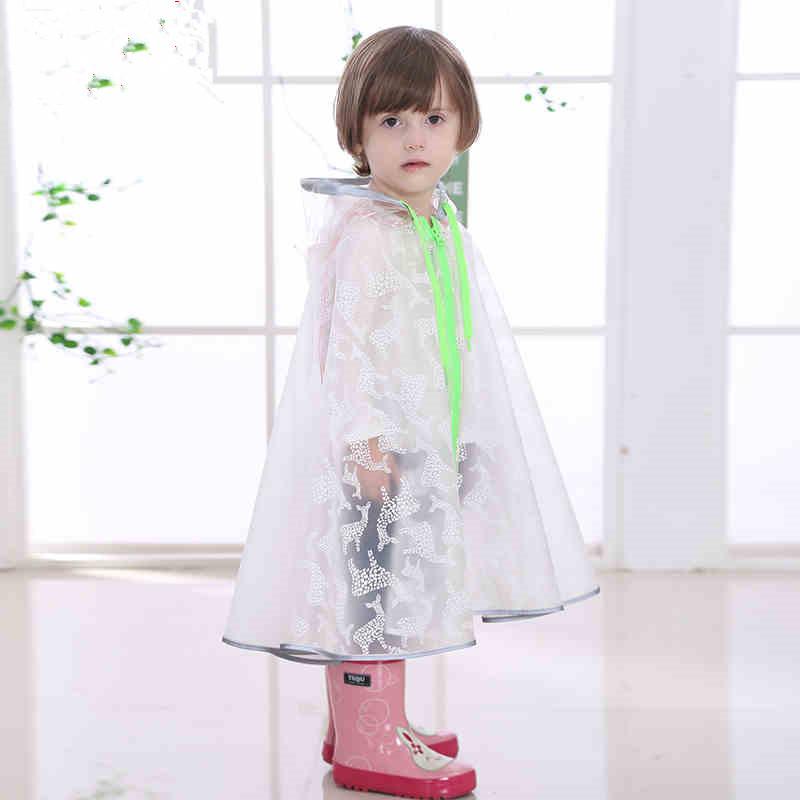 

Print deer Transparent PU Kids Raincoat Capa De Chuva For Boys Girls Rain Ponchos Cloak Tour Chubasquero