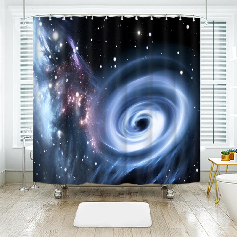 

3D Space Storm Pattern Shower Curtains Starry Sky Black Hole Series Waterproof Thickened Bath Curtains for Bathroom Customizable
