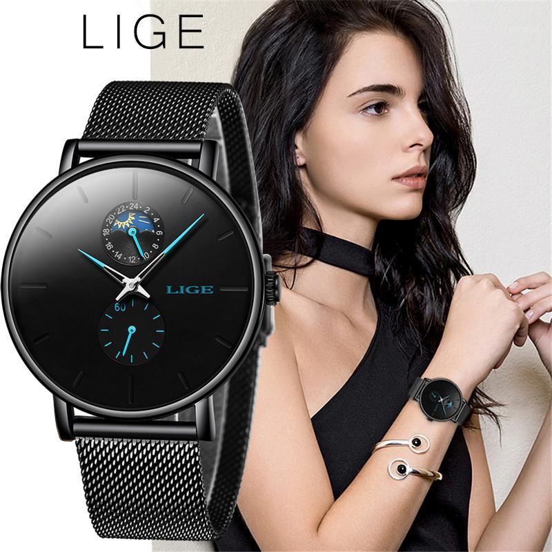 

2020 LIGE New Women Watch Simple Quartz Lady Waterproof Wristwatch Female Fashion Casual Watches Clock1, Black blue
