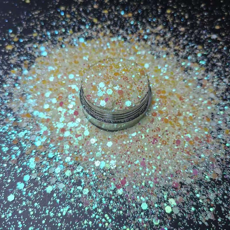 

100g Mix Luminous Nail Glitter Sequins 3D Hexagon Fluorescent Nail Glitter Flakes Glow In Dark Powder Manicure Decoration