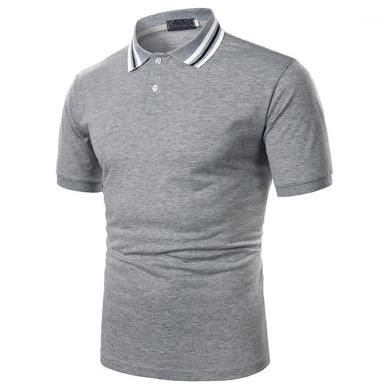 

Men Short Sleeve Shirt Contrast Color Polos New Clothing Summer Streetwear Casual Fashion Male Cotton Nice Design Tops1, Grey