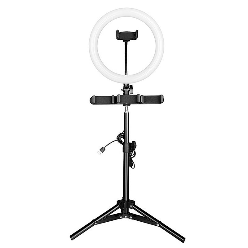 

HOT-10 Inch Ring Video Light Makeup Photography Lighting Kit + 50CM Tripod for Vlog Live Broadcast Camera YouTube Fill Light