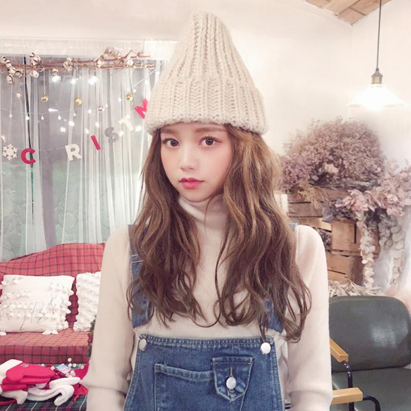 

Fashion Women's Knitted woolen Cuffed Beanie Ski Cap Slouchy Skull Hat Female Thick Winter Warm Headwear, Green