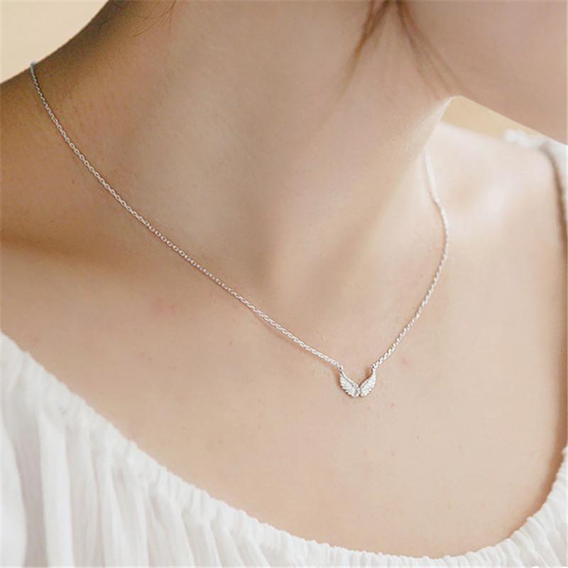 

Angel Wing Pendant Necklace Women Fashion Jewelry Chain Necklace Femme Choker Necklaces New Silvery Women Accessories Necklaces