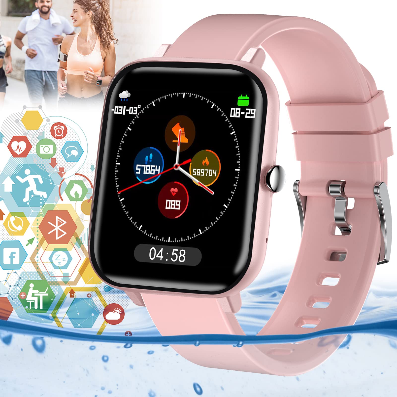 

2022 nEW Smart Wristbands Smart Fitness Watch with Heart Rate Blood Pressure Monitor IP67 Waterproof Bluetooth Call Dial Function for Android iOS Phones Women Men