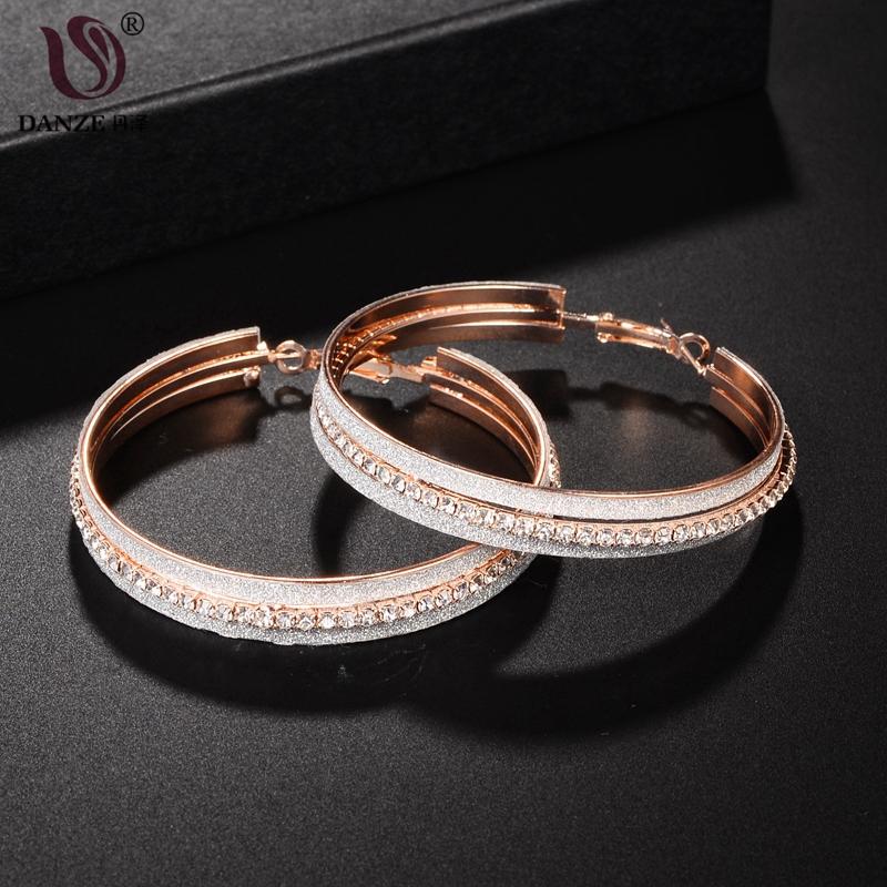 

Charm DANZE Trendy Dazzling Rhinestone Rose Gold Color Hoop Earring For Women Big Circle Alloy Crystal Beauty Gift Female
