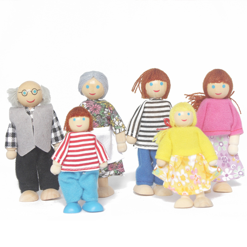 

all of the same family doll six woodiness Play house toy figure Intelligent baby dolls can move their joints