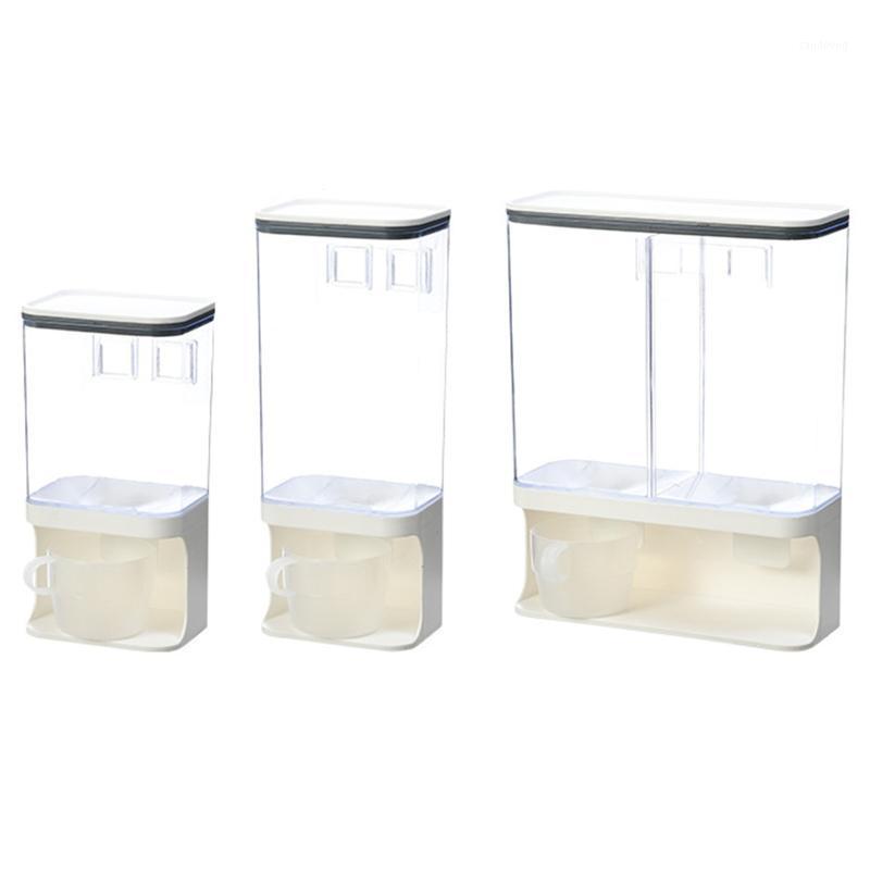 

1/1.5/3L Wall Mounted Divided Rice Cereal Dispenser Kitchen Dry Container 875A1