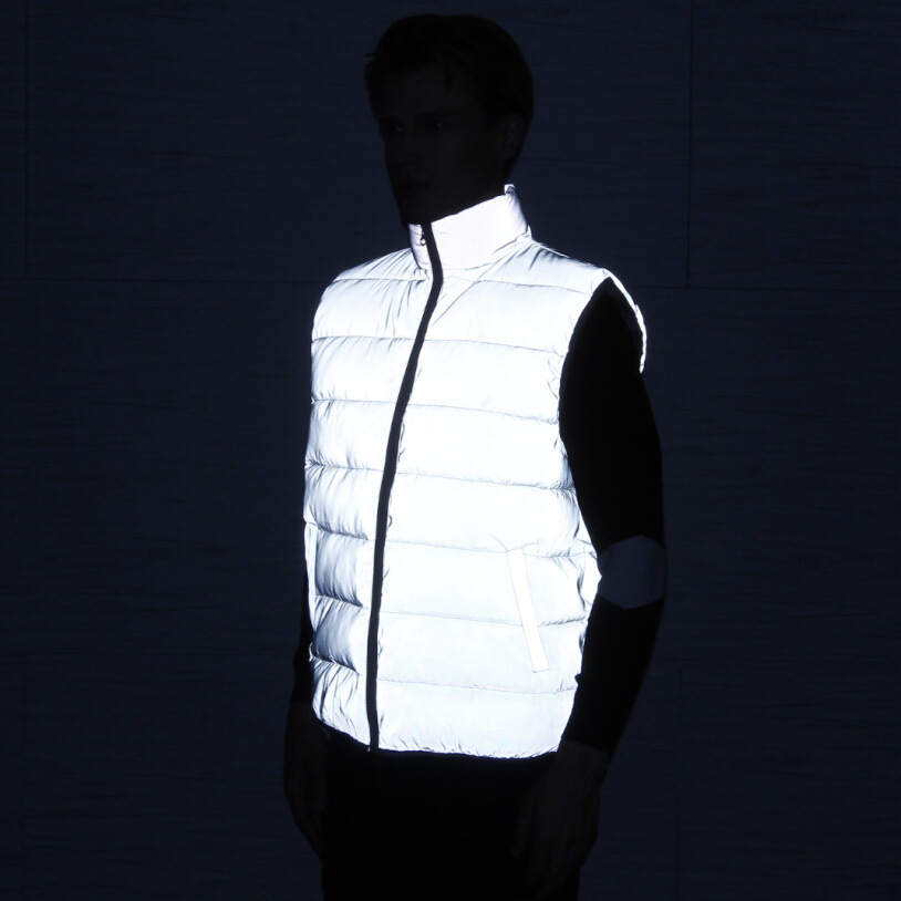 

2021 Winter Fall Bodywarmer Men Sleeveless Jacket Evenings Reflect Reflective Light Male Cotton Motorcycle Padded Vest Y5yp, Gray.