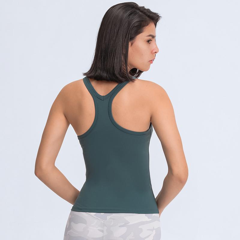 

Heyyoga Women Bare Padded Slim Fit Workout Fitness Tank Tops Racerback Naked Feel Training Gym Yoga Vest Sleeveless Shirts, Black