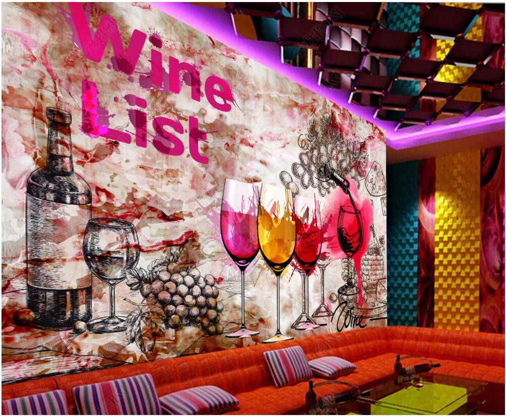 

3d wallpaper custom photo Red wine hand drawn doodle tooling home decor living room 3d wall murals wallpaper for walls 3 d, Non-woven wallpaper