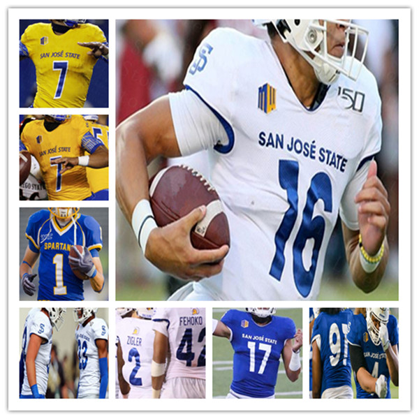 

Custom San Jose State Spartans SJSU College Jersey Football Nick Starkel Nick Nash Derrick Deese Jr. Tre Jenkins Viliami Fehoko Cade Hall 4X, Men blue