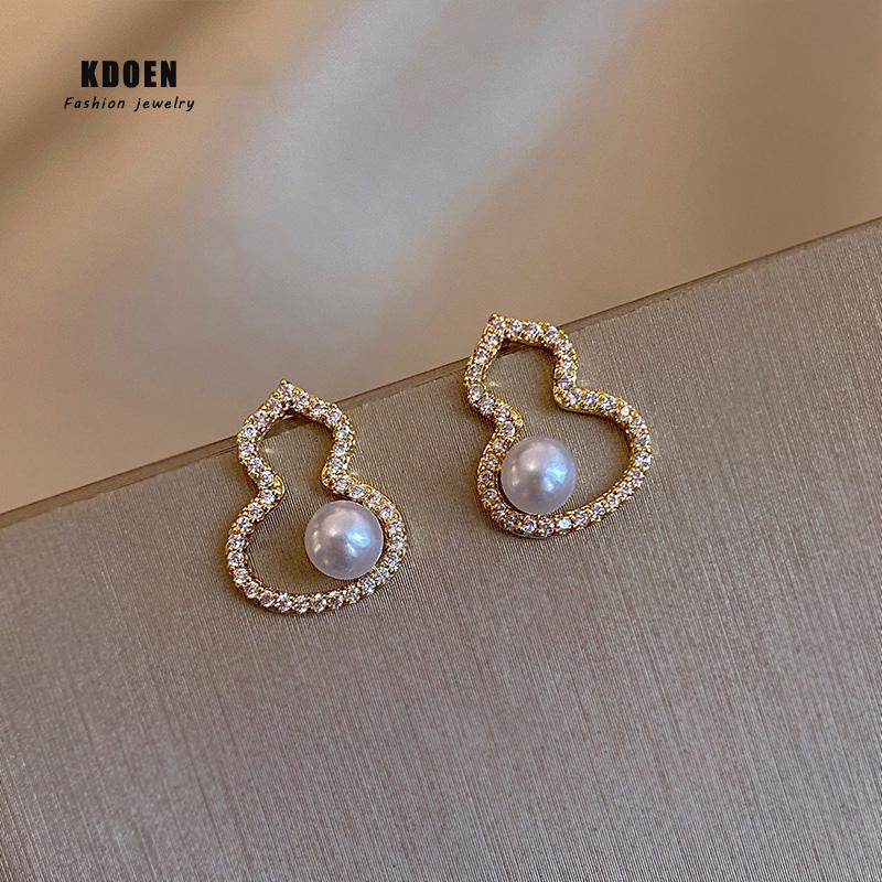 

Fashion Creative Zircon Pearl Gourd Dangle Earrings 2020 New Luxury Korean Jewelry For Woman Sexy Girl's Unusual Ear Accessories
