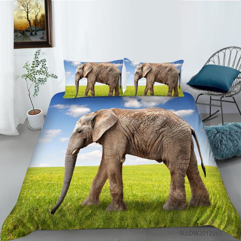 

Wild Elephant Printing Bedding Sets Duvet Cover Luxury Bed Set 3D Quilt Adults Kids Queen King Size