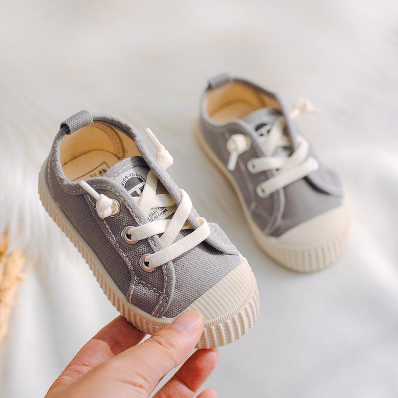 

Kids Canvas Shoes Slip on Baby Toddler Shoes Anti-kick Boys Sneakers Solid Color Children Girls Casual Gray Tenis Infantil