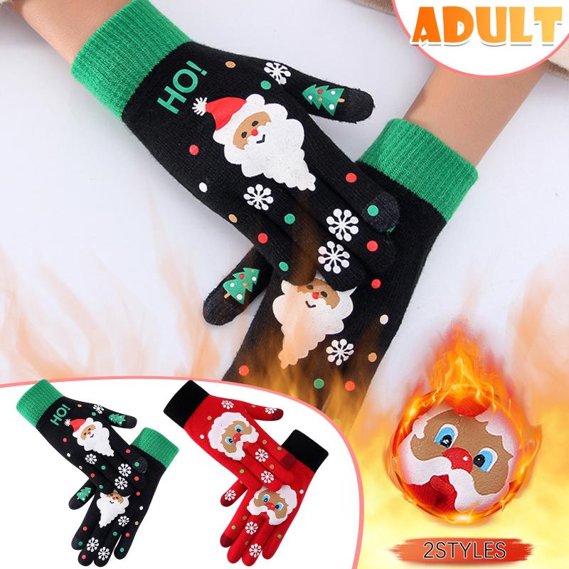 

Five Fingers Gloves Feitong Streetwear Merry Christmas Mens Winter Women Girl Knitted Finger Keep Warm Soft Mittens