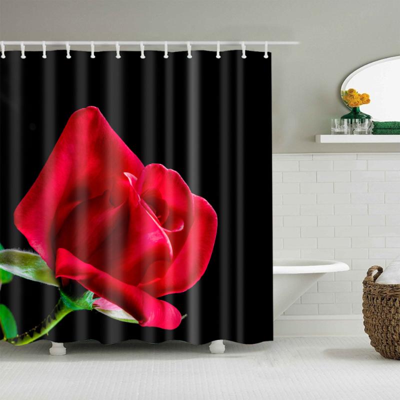 

Red Rose Plants indoor Flowers shower curtain 3d Bath Single Printing Waterproof Polyester for bathroom Decor large 180x200cm