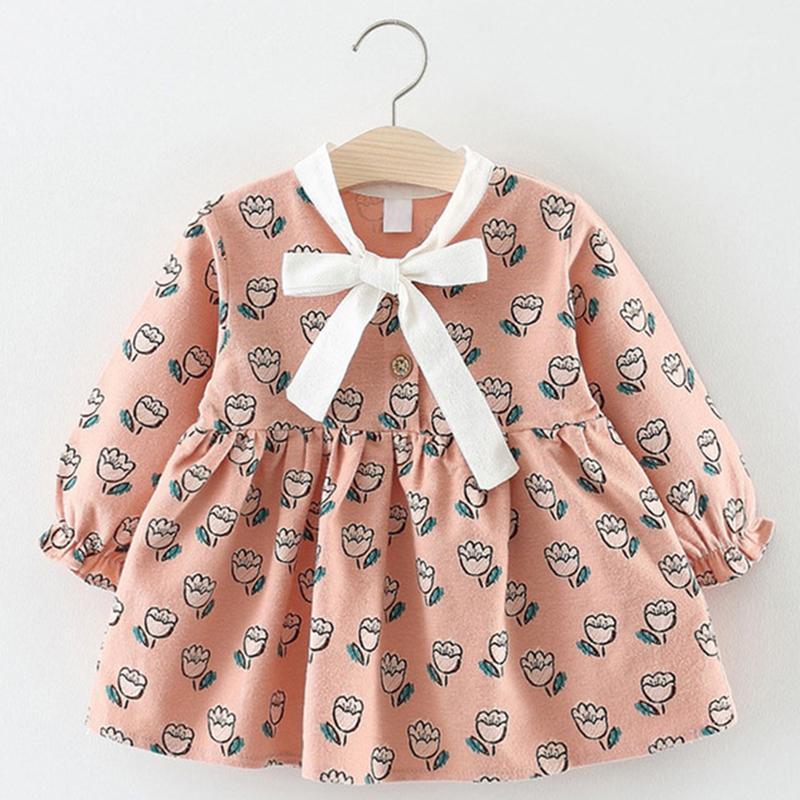 

Melario Baby Girls Dress New Autumn Winter Sweet Print Flower Princess Dresses for Girl Kids Dress Newborn Baby Birthday1, Ax890 red