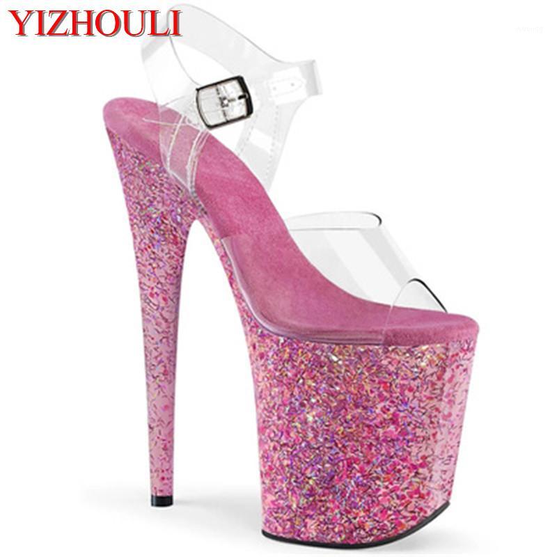 

Sexy rose red flashing waterproof platform, stiletto heels 20cm high heel pole dancing model walk sandals1