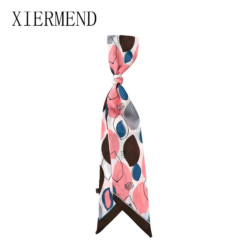 

Scarves 140*6 Fashionable Flower Long Silk Ribbon Female Summer Thin Design Decorative Collar Women Skinny Scarf, Blue;gray