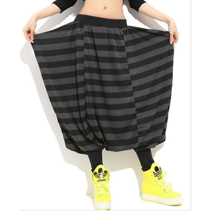 

Women Men Drop Crotch Baggy Harem Pants Stripe Casual Loose Plus Size Hip hop Trousers Bloomers Wide Leg Pants Streetwear, As pic