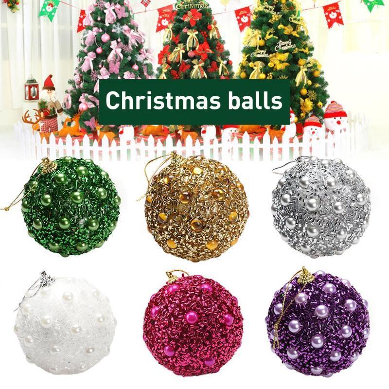 

6PCS/set 8cm Christmas Ball Colorful Christmas Pendant Glitter Pearl Foam Hanging Ball Tree Decoration Xmas Gifts1