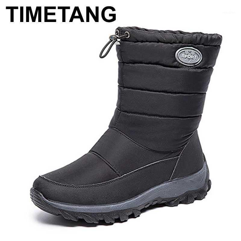 

TIMETANG Hot Selling Winter Women Snow Boots Lady Warm Faux Fur Shoe Woman Waterproof Women Boots Fashionable Anti-slip Outsole1, Black
