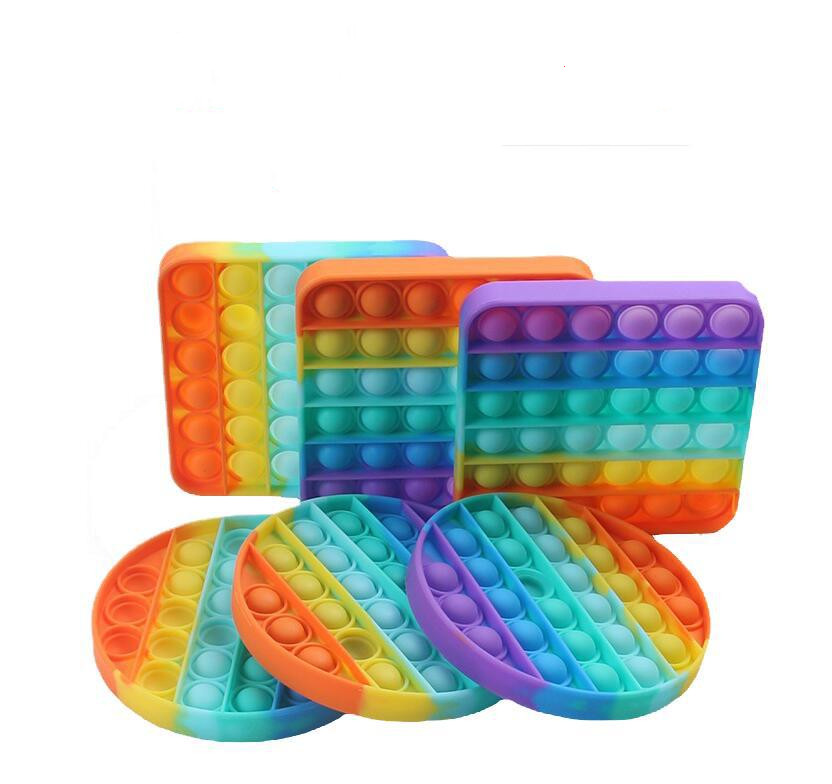 

Rainbow Push Pop Pop Bubble Sensory Fidget Toy Autism Special Needs Stress Reliever It Squeeze Sensory Toy for Kids Family Friends