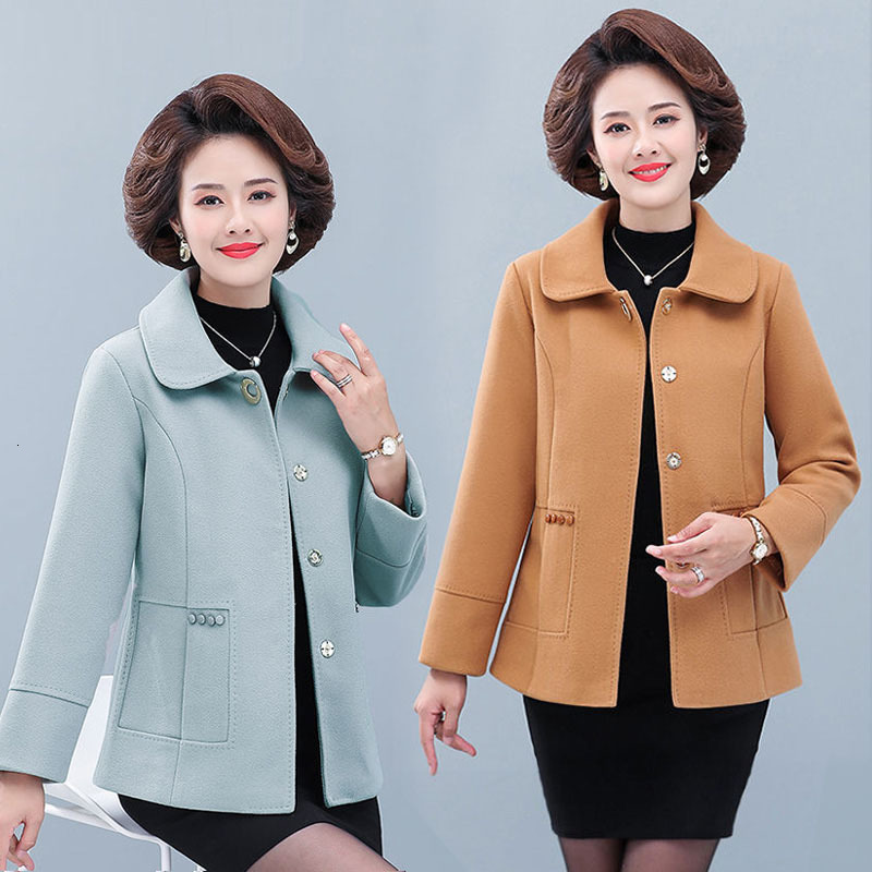 

Spring Autumn Jacket New Sleeve Long Middle-aged Plus Size 5xl Female Single-breasted Short Wool Outwear R841 9t9k, Haji