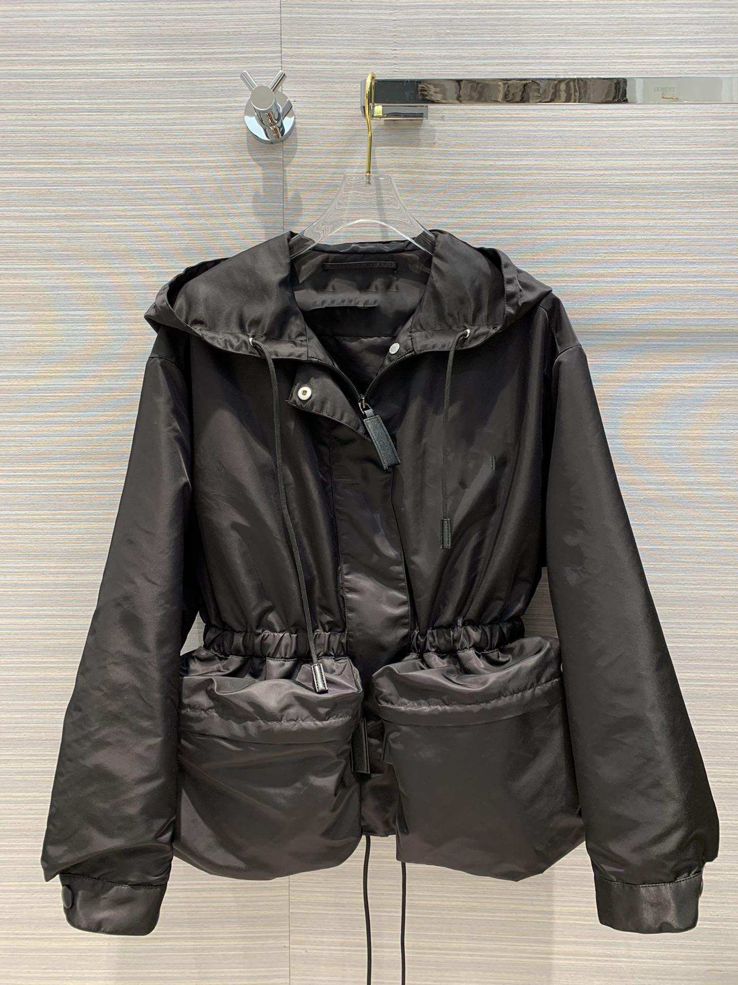 

Milan Runway Coats 2020 Hooded Long Sleeve Women' Coats Designer Coats Brand Same Style Jackets 0919-2, Black