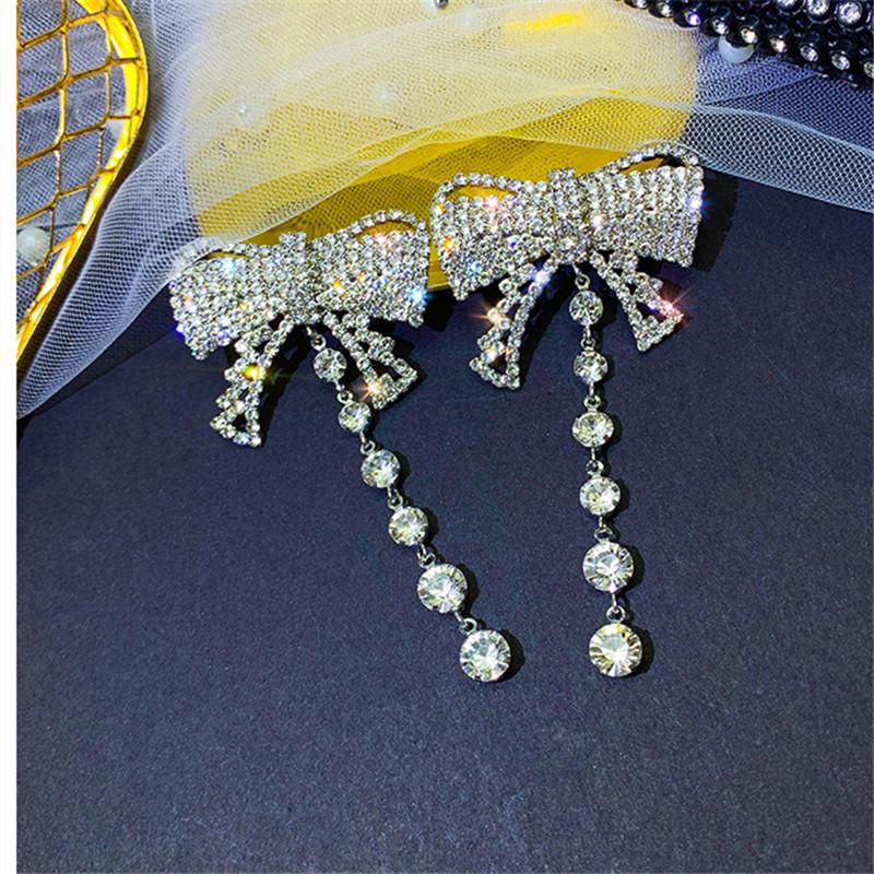 

FYUAN Butterfly Rhinestone Dangle Earrings for Women Long Tassel Crystal Earrings Weddings Party Jewelry