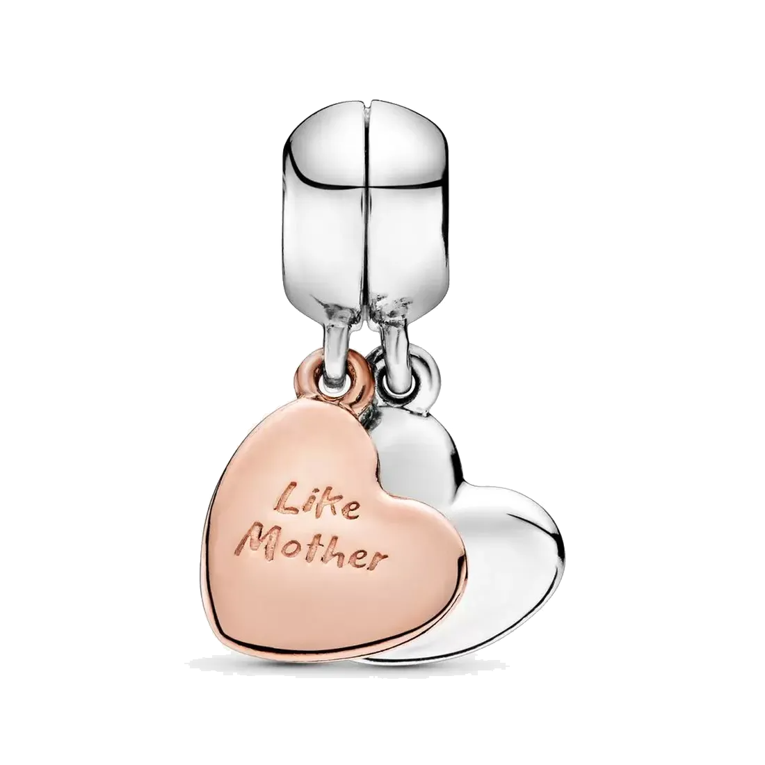 

Fine jewelry Authentic 925 Sterling Silver Bead Fit Pandora Charm Bracelets Charms With Divisible Hearts Mother and Daughter Safety Chain Pe, Bronze;silver