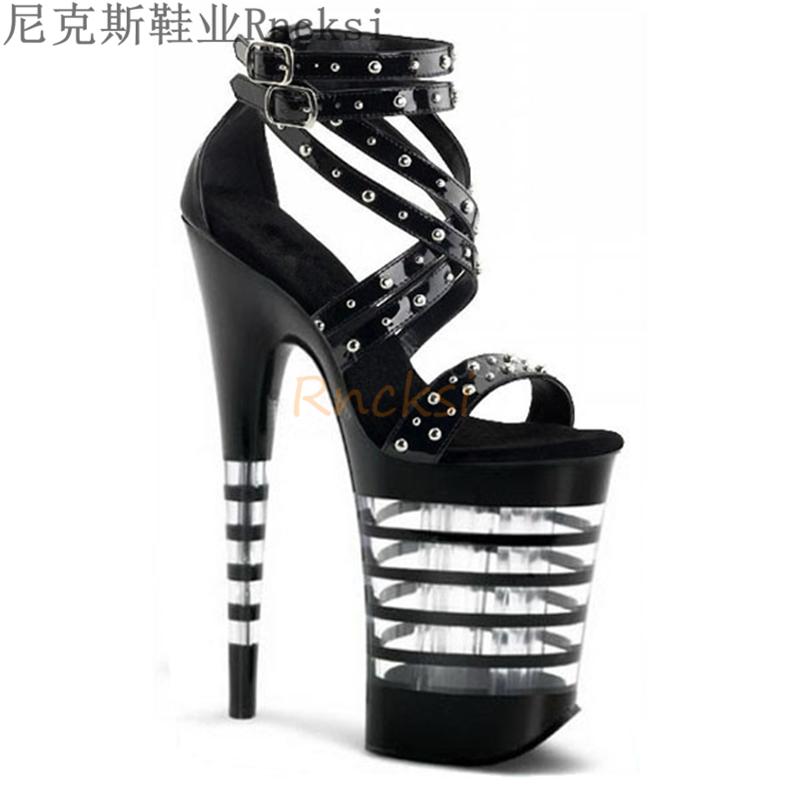 

Rncksi 2021 Women Fish Toe Black White Sexy Super High Heels Sandals Model T Station 20CM Stage Catwalk Sandals