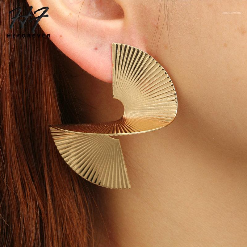 

Trendy Hyperbole Gold Color 3D Rotating Earrings for Women 2-color Punk Fashion Jewelry Accessories KA1001