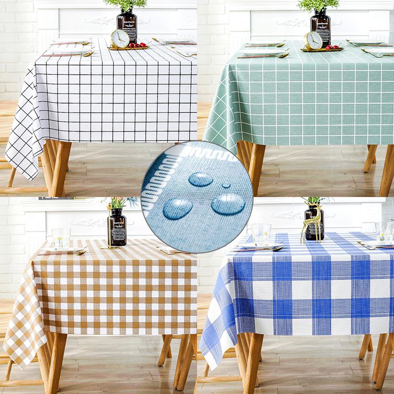 

Universal Waterproof and Oil-proof Plastic Pvc Tablecloth Nordic Printing Lattice Thick Round Table Without Washing Tablecloth