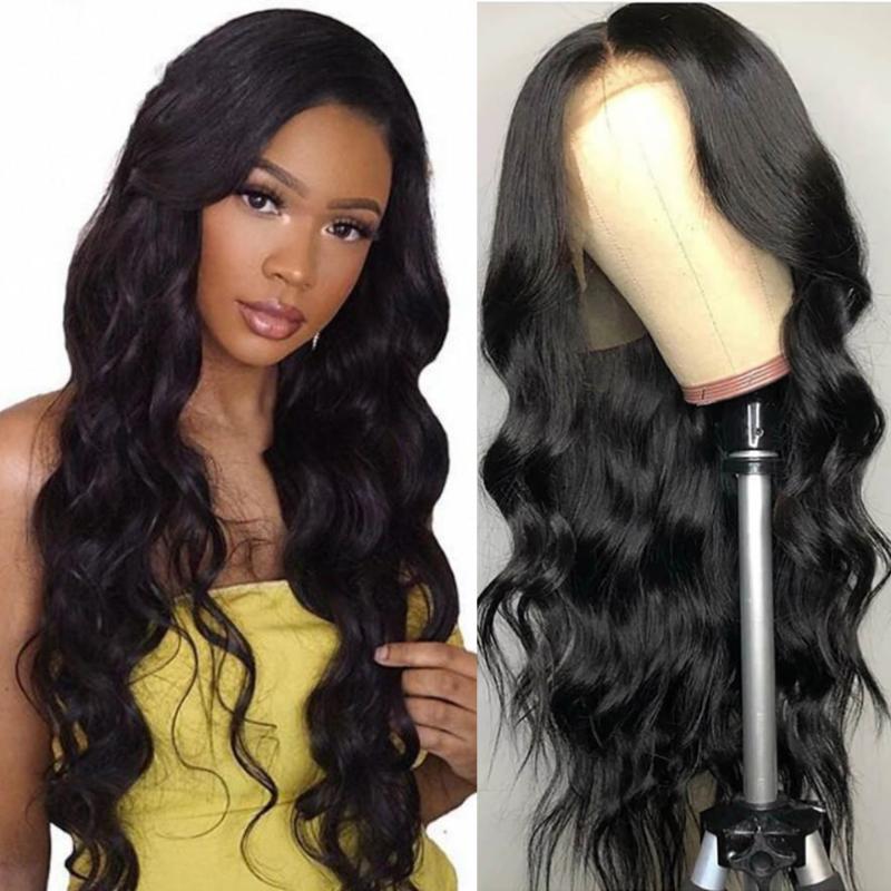 

360 Body Wave Lace Front Pre Plucked Wig 13x4 Lace Frontal Human Hair Wigs Deep Wave Peruvian Hair With Baby 150 Density, As pic