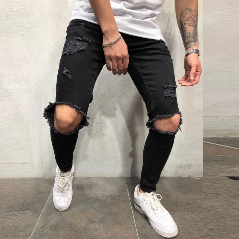 

Men Joggers Sweatpants Men' JoggerTrouser sales Men Pure Color Hole Denim Vintage Wash Hip Hop Work Trousers Jeans Pants -3XL1, Black