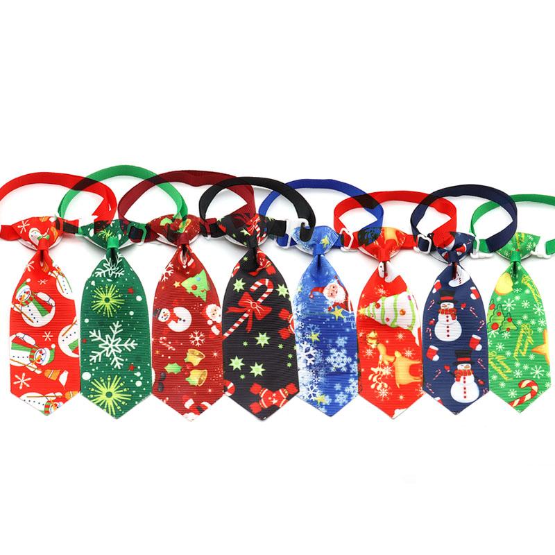 

1 Pcs Christmas Small Dog Accessories Cute Xmas Holiday Party Puppy Dog Tie Necktie Adjustable Pet Collar Bows Tie Necktie, White