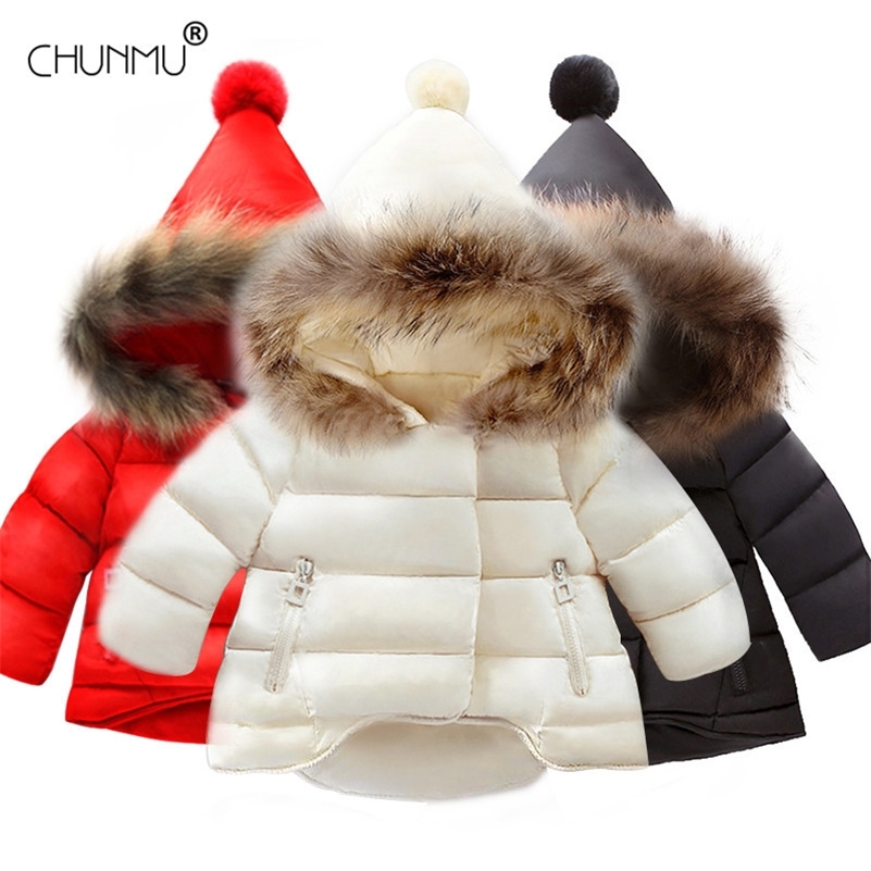 

Children Coat Baby Girls winter Coats long sleeve coat girl's warm Baby jacket Winter Outerwear cartoon fleece LJ200828, White