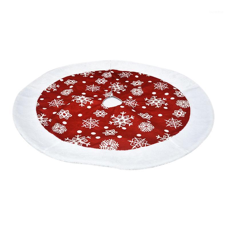 

1pc 101cm Red Snowflake Christmas Tree Skirts White Edge Christmas Tree Decorations New Year Home Decor Floor Mat Carpet1