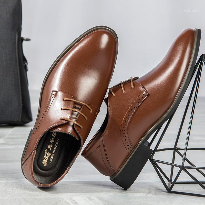 

Men Genuine Leather Shoes Dress Gentlemen Trend Shoes 2019 New High Quality Dress Leather Oxford Flat1, Black