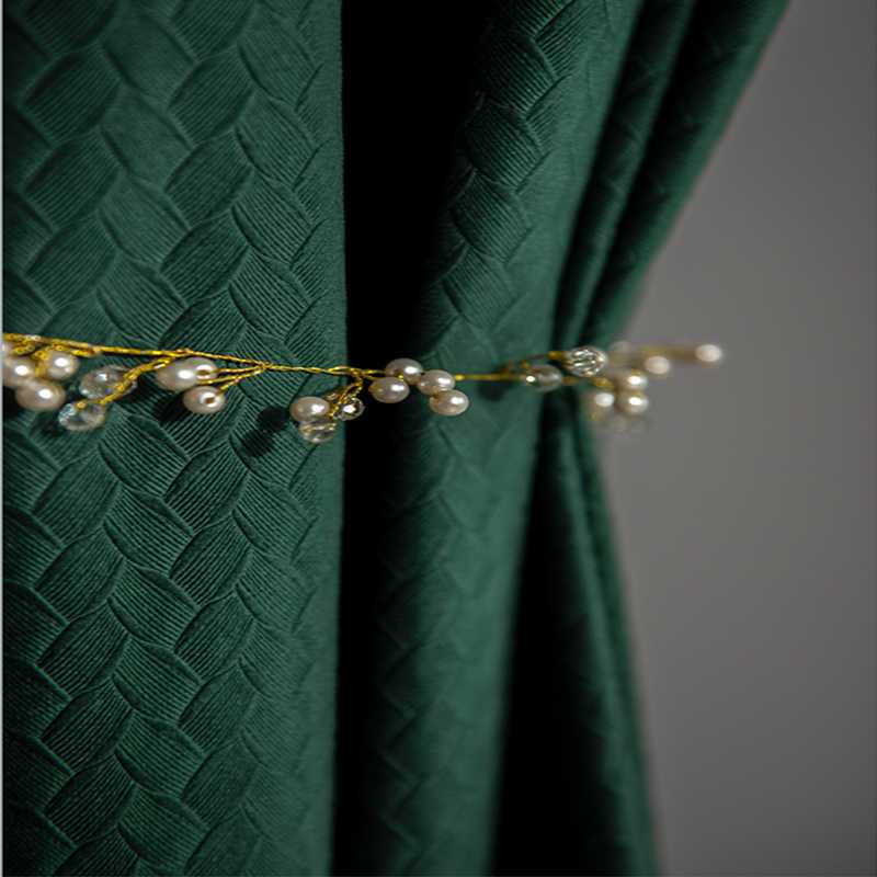 

Fashion texture velvet Window Deco curtain light luxury flannel shading bedroom divider Panel dark green curtains Drape, Olive green